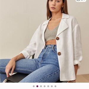 Reformation Alonso 100% Linen Jacket Blazer White Size M